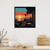 POSTER COUCHER DE SOLEIL À SANTA MONICA #1 (Cuisine)