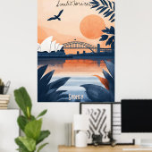 Poster Coucher de soleil à Sydney - Opéra et Harbour Brid (Bureau à domicile)