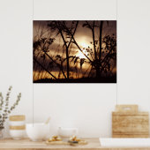 Poster Coucher de soleil à travers l'herbe (Cuisine)