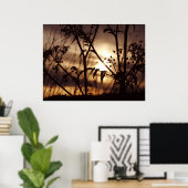 Poster Coucher de soleil à travers l'herbe (Bureau à domicile)