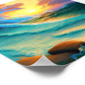 Poster Coucher de soleil à travers une vague (Coin)