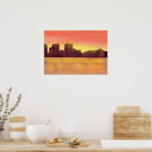 Poster Coucher de soleil à waikiki (Cuisine)
