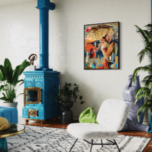 Poster Coucher de soleil à Zanzibar, Collage Art