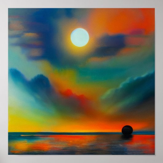 Poster Coucher De Soleil Abstrait Au Port (Devant)