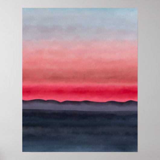 Poster Coucher de soleil Abstrait coloré moderne (Devant)