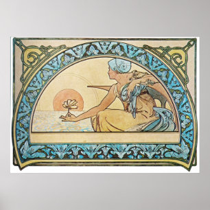 Poster Coucher de soleil Art Nouveau vintage