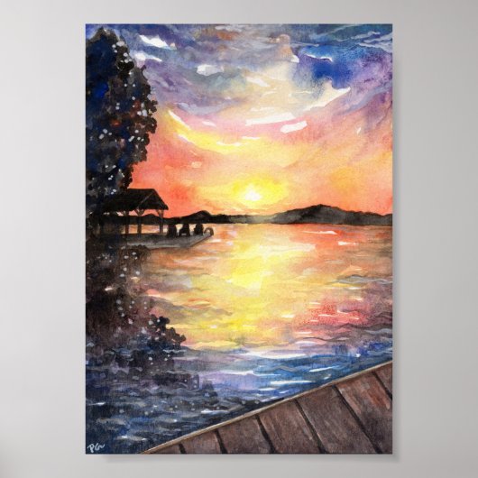 Poster Coucher de soleil au chalet (Devant)