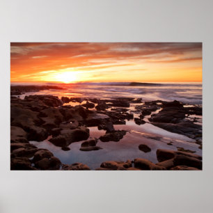 Poster Coucher De Soleil Au-Dessus Des Piscines De Marée
