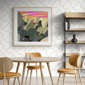 Poster Coucher de soleil au jardin Cactus