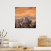 Poster Coucher de soleil avec arbres nus (Cuisine)