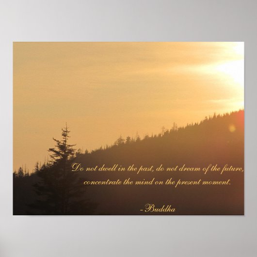 Poster Coucher de soleil avec Bouddha (Devant)
