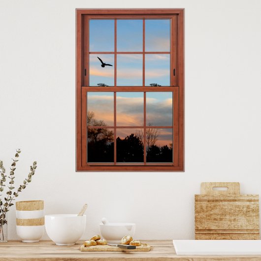 Poster Coucher de soleil avec l'illusion d'une scène d'oi (Cuisine)