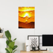 Poster Coucher de soleil avec un bug numérique à l'horizo (Bureau à domicile)
