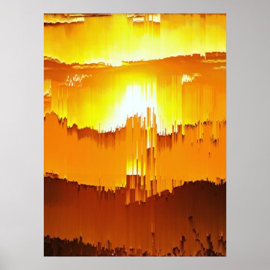 Poster Coucher de soleil avec un bug numérique à l'horizo (Devant)