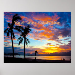 Poster Coucher de soleil, baie de Danang, centre du Vietn