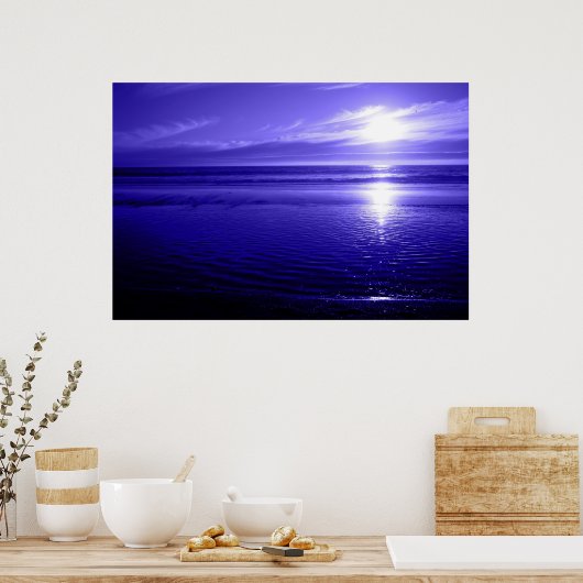 Poster Coucher de soleil bleu (Cuisine)
