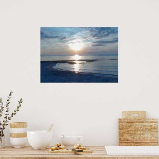 Poster Coucher de soleil bleu sur Cape Cod Beach (Cuisine)