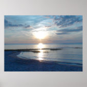 Poster Coucher de soleil bleu sur Cape Cod Beach (Devant)
