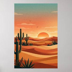 Poster Coucher de soleil bohème dans le désert avec des d