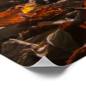 Poster Coucher de soleil brillant de la forêt feuille de  (Coin)