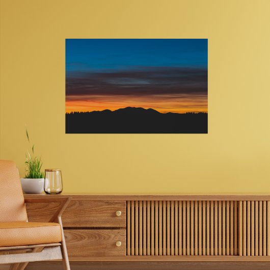 Poster Coucher de soleil brûlant au-dessus de la silhouet (Salon 2)