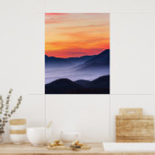 Poster Coucher de soleil brûlant et brouillard dans la va (Cuisine)