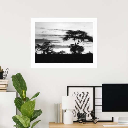 Poster Coucher de soleil BW (Bureau à domicile)