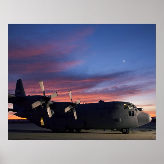 Poster Coucher de soleil C-130 Hercules (Devant)