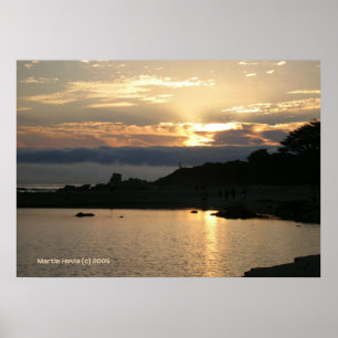 Poster Coucher de soleil Carmel en or