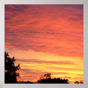 Poster Coucher de soleil clair et nuageux orange,