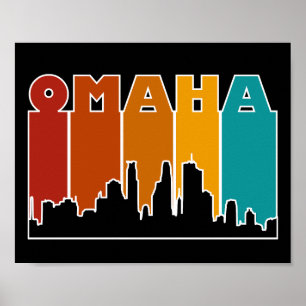 Poster Coucher de soleil coloré Omaha Nebraska Retro