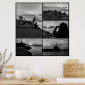 Poster Coucher de soleil côtier noir et blanc collage de (Cuisine)