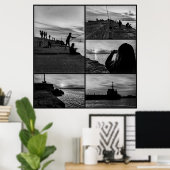 Poster Coucher de soleil côtier noir et blanc collage de (Bureau à domicile)