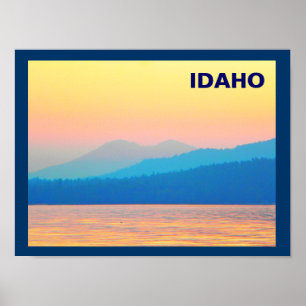 Poster Coucher de soleil cyan et Saumon