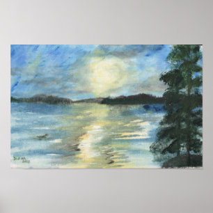 Poster Coucher de soleil dans Bellgrade Lakes, Maine Impr