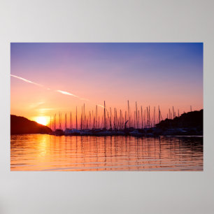Poster Coucher de soleil dans la baie de mer Adriatique p