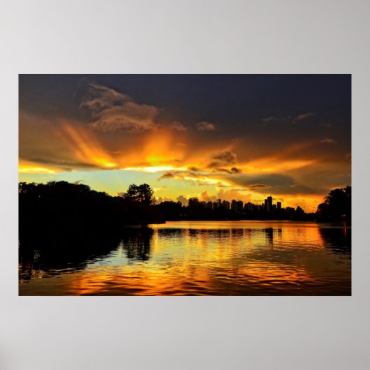Poster Coucher De Soleil Dans La Ville De Londrina, Brési (Devant)