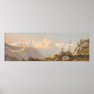 Poster Coucher de soleil dans les montagnes Carl Lafite