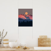 Poster Coucher de soleil dans les montagnes enneigées (Cuisine)
