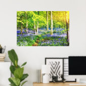 Poster Coucher de soleil dans une forêt bleue (Bureau à domicile)