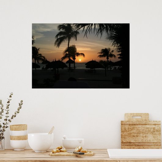 Poster Coucher de soleil d'Aruba (Cuisine)