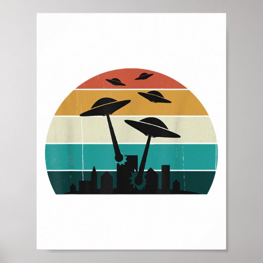 Poster Coucher de soleil d'attaque UFO rétro - Sauc volan (Devant)