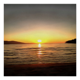 Poster Coucher de soleil d'automne artistique sur la mer