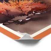 Poster Coucher de soleil d'automne sur l'aquarelle de mon (Coin)