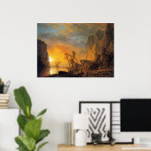 Poster Coucher de soleil de Bierstadt dans la peinture de (Bureau à domicile)