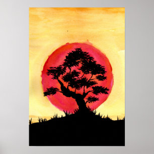 Poster Coucher de soleil de Bonsai