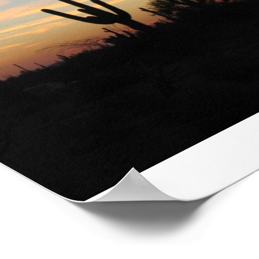 Poster Coucher de soleil de cactus Phoenix Arizona (Coin)