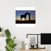 Poster Coucher de soleil de cow-girl et de cheval (Bureau à domicile)