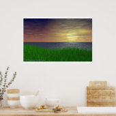 Poster Coucher de soleil de Grassy (Cuisine)