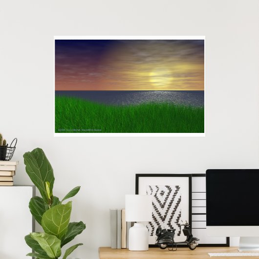 Poster Coucher de soleil de Grassy (Bureau à domicile)